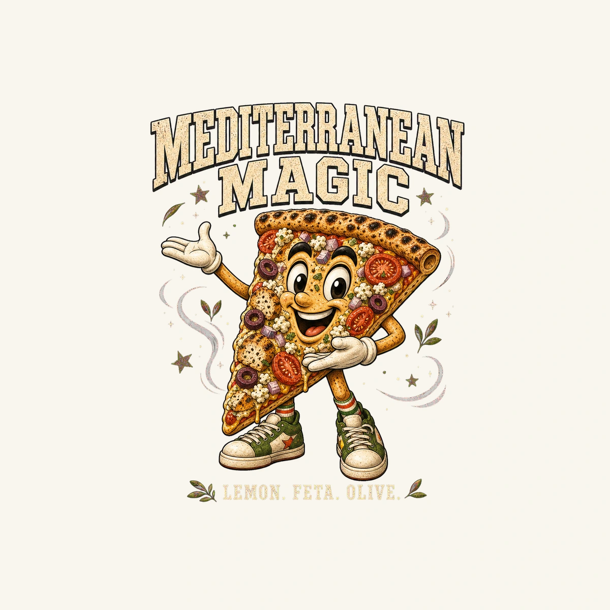 Mediterranean Magic character artwork from The Slice Is Right Slice Crew